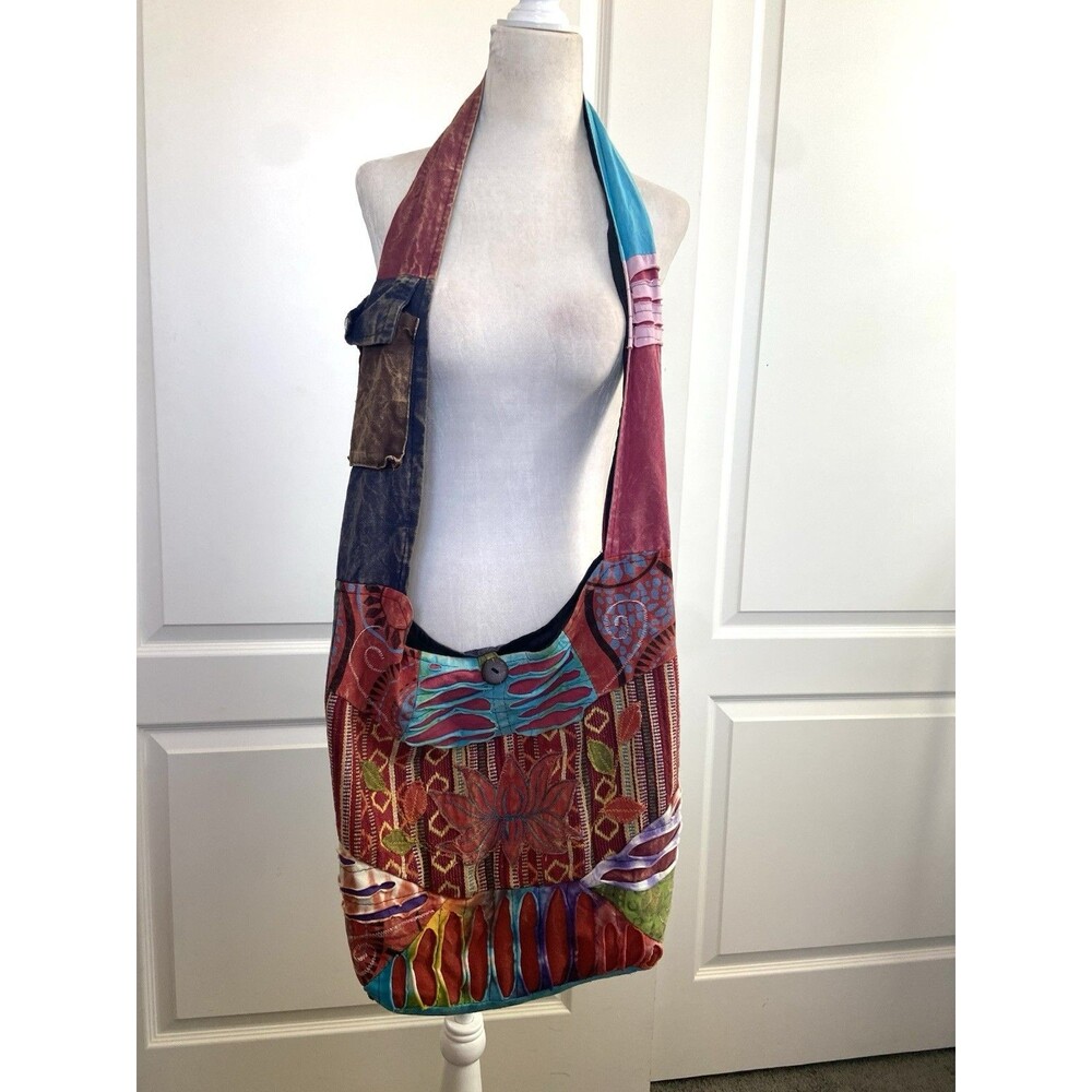 Rising International Boho Crossbody Fabric Shoulder Bag Multicolor Patchwork